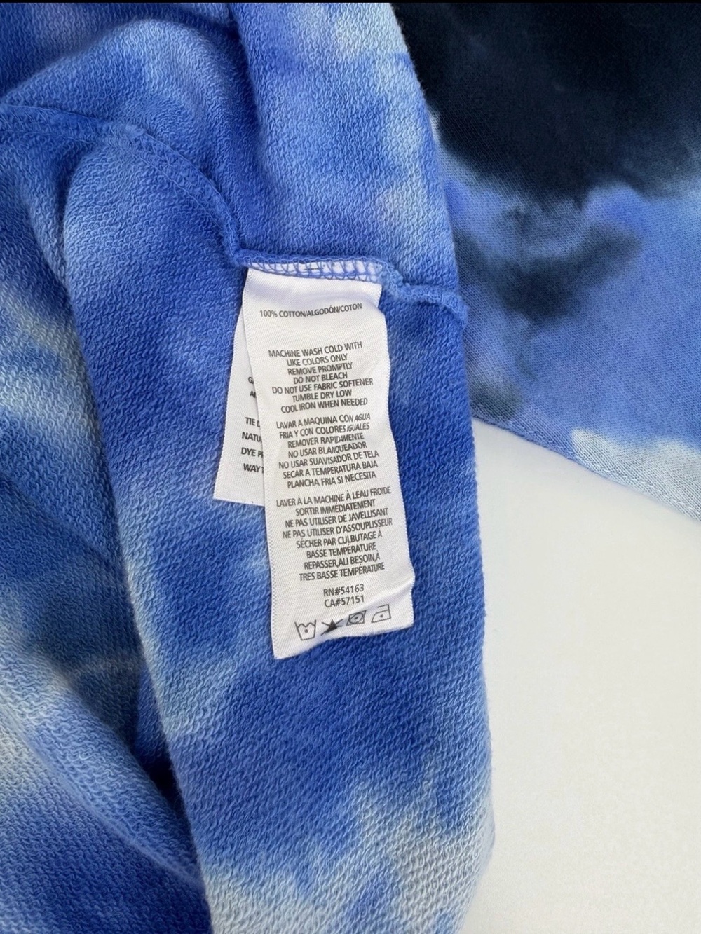 Calvin Klein Jeans Hoodie Women XL Blue Tie Dye Cropped Pullover Zip Neck NWT - Picture 9 of 13